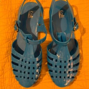 Blue jelly sandals